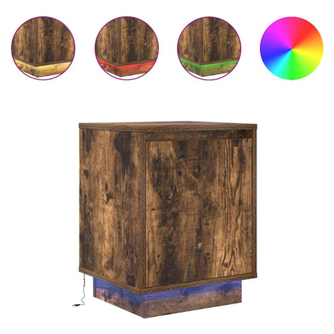 vidaXL Noční skříňka s LED světly Uzený dub 38x34x50 cm