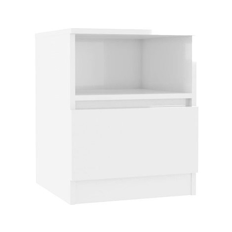 SHUMEE Noční stolek bílý s vysokým leskem 40 × 40 × 50 cm dřevotříska, 806169