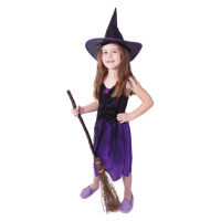 RAPPA Dětský kostým čarodějnice fialová s kloboukem (M) e-obal