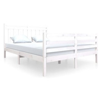 Rám postele bílý masivní dřevo 160 × 200 cm, 3100665