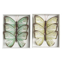Motýl látkový na drátku 3ks 12cm žlutý nebo zelený zelený