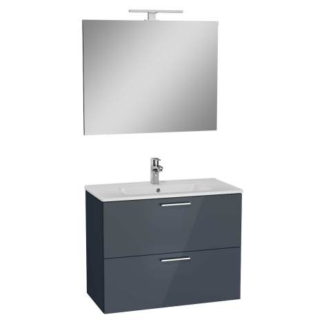 Koupelnová skříňka s umyvadlem zrcadlem a osvětlením Vitra Mia 79x61x39,5 cm antracit lesk MIASE