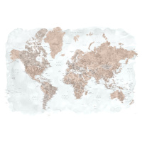 Plakát, Obraz - Blursbyai - Neutral world map, 60x40 cm