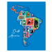 Ilustrace South America Animals Stamp Map, drmakkoy, 30 × 40 cm