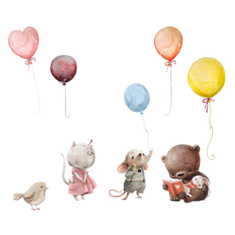 Samolepky nad postýlku - Zvířátka a balóny INSPIO