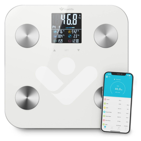 TrueLife FitScale W6 BT - Bioelektrická impedanční bluetooth váha - bílá