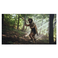 Ilustrace Primeval Caveman Wearing Animal Skin Holds, gorodenkoff, 40 × 22.2 cm