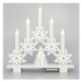 EUROLAMP Vánoční dekorativní Bílý plastový svícen s hvězdami a stromečkem