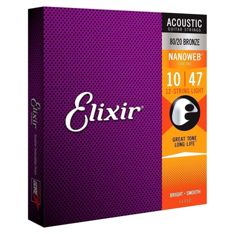 Elixir 11152 Nanoweb 12 10-47 Struny pro akustickou kytaru