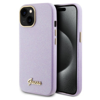 Guess PU Glitter Full Wrapped kryt iPhone 15 fialový