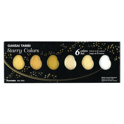 Kuretake, MC20SC/6V, Gansai Tambi, zlaté akvarelové barvy, 6 odstínů, Starry colors