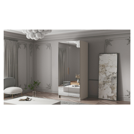 Šatní skříň BODRUM 100 III - béžová/zlaté úchytky ankon