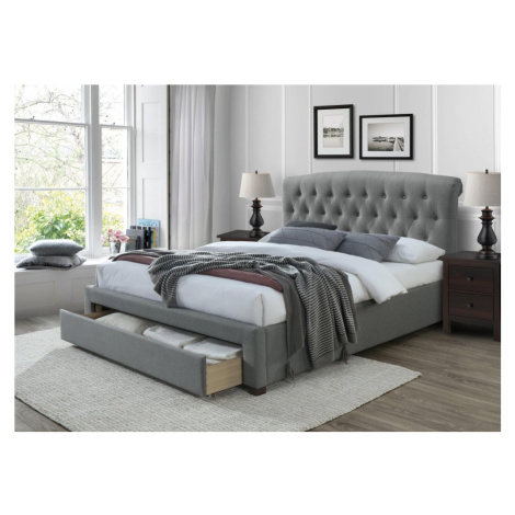 Dvoulůžková postel AVANTI –⁠ 160x200, látka, šedá