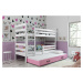 BMS Dětská patrová postel s přistýlkou Eryk 3 | bílá Barva: bílá / růžová, Rozměr: 200 x 90 cm