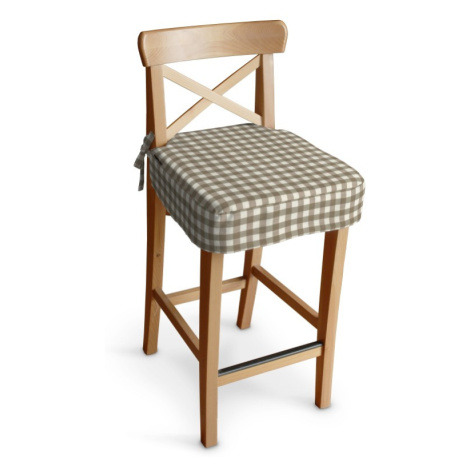 Dekoria Sedák na židli IKEA Ingolf - barová, béžová - bílá střední kostka, barová židle Ingolf, 