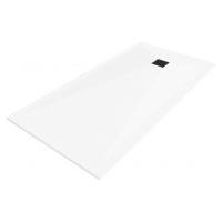 MEXEN/S Stone+ obdélníková sprchová vanička 180 x 80, bílá, mřížka černá 44108018-B