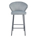 Set čtyř barových židlí GATTA sametové stříbrné (černé nohy) 4 ks