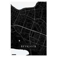 Mapa Reykjavik black, (26.7 x 40 cm)