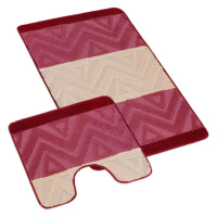 Kvalitex Koupelnová a WC předložka 60x100 + 60x50 cm - Chevron burgundy