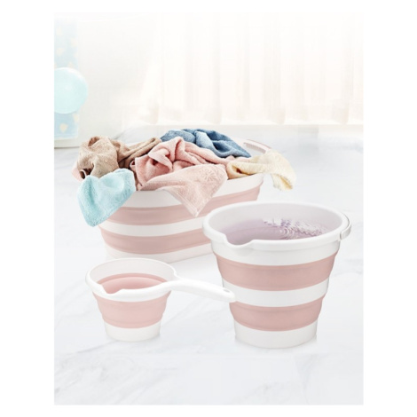L'essentiel Sada koše na prádlo s kbelíky Bathylda růžovo-bílá