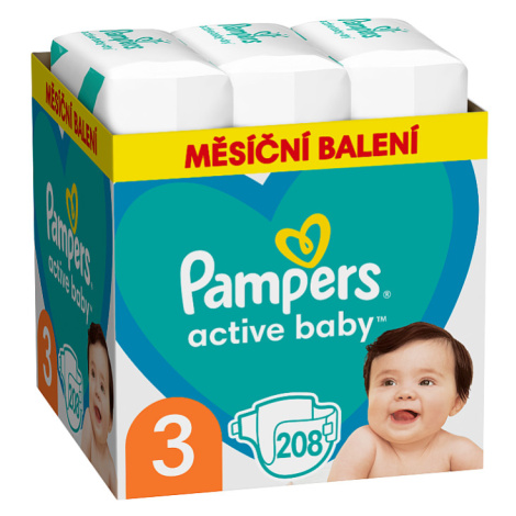 Pampers Active Baby 3, 208 Plenky, 6kg - 10kg
