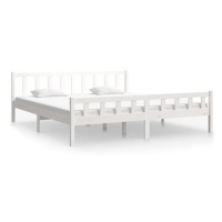 Rám postele bílý masivní dřevo 160 × 200 cm, 810690
