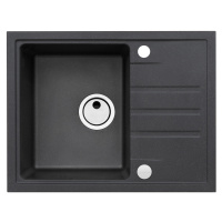 Alveus INTERMEZZO  30/91 černý + jednoduchý sifon - obdélníkový granitový dřez 620x480x200 mm s 