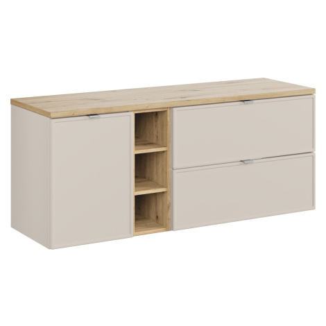 Comad Závěsná skříňka Bella Cashmere s deskou 140 cm kašmír/dub artisan