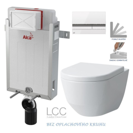 ALCADRAIN Renovmodul předstěnový instalační systém s bílým/ chrom tlačítkem M1720-1 + WC LAUFEN  AKCE/SET/ALCA