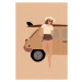 Ilustrace A  female surfer standing by, LucidSurf, 26.7 × 40 cm