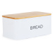 Kovový chlebník s bambusovým víkem BREAD bílá 30x18 cm Homla