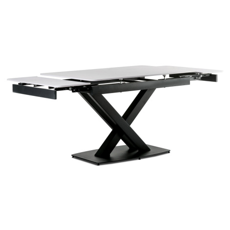 - Jídelní stůl 120+30+30x80 cm, keramická deska bílý mramor, kov, černý matný lak - HT-450M BK Autronic