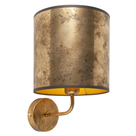 Vintage nástěnná lampa zlatá s odstínem bronzového sametu - Matt QAZQA