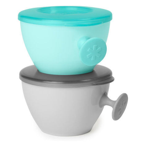 SKIP HOP Misky s víkem a držákem Easy Grab Grey,Teal 2 x 240 ml, 3m+