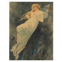 Obrazová reprodukce The Elf in the Iris Blossoms, Alfons Mucha, 30 × 40 cm