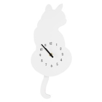 TORO Nástěnné hodiny bílá kočka 40cm