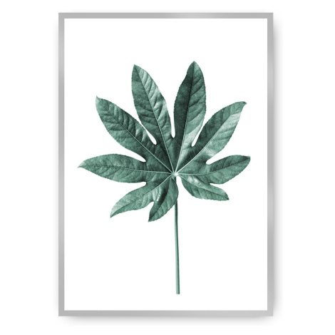 Dekoria Plakát  Leaf Emerald Green, 40 x 50 cm, Ramka: Srebrna
