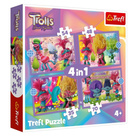 Trefl Puzzle Trollové 3 Barevné dobrodružství, 4v1 (35, 48, 54, 70 dílků)