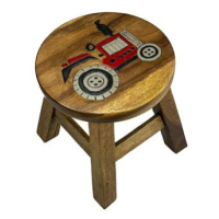Dřevěná dětská stolička - TRAKTOR ČERVENÝ