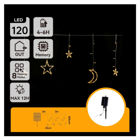 B.V.  - LED Solární ván. řetěz 120xLED/8 funkcí 3x0,6m 500 mAh IP65 tep bílá B10201S6R