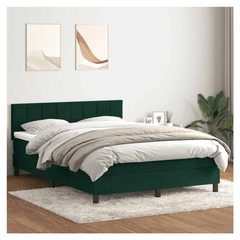 vidaXL Box spring postel s matrací tmavě zelená 160x220 cm samet