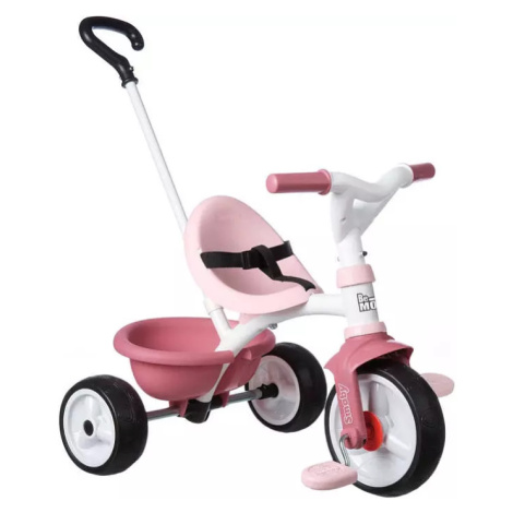 SMOBY Baby tříkolka šlapací Be Move 68x52x52cm růžová s vodící tyčí 2v1 SMALL FOOT