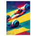 Ilustrace Formula 1 yellow purple, Justyna Jaszke, 30x40 cm