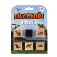 Teddies Razítka dřevěná  5+1 s poduškou dinosauři 3x3cm na kartě