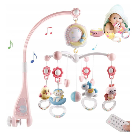 Chrastítko do postýlky mobilní zvonek hračka písničky pro děti růžová