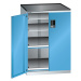 LISTA Zásuvková skříň s otočnými dveřmi, výška 1020 mm, 4 police, nosnost 200 kg, světle šedá