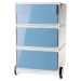 Paperflow Pojízdný kontejner easyBox®, 2 zásuvky, 2 ploché výsuvy, bílá / modrá