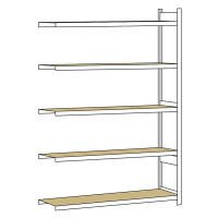 SCHULTE Širokorozpěťový regál, s dřevotřískovou deskou, výška 3000 mm, rozpětí 2250 mm, přístavn