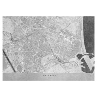 Mapa Gray vintage map of Valencia, Blursbyai, (40 x 30 cm)