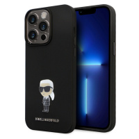 Pouzdro Karl Lagerfeld Liquid Silicone Metal Ikonik iPhone 15 Pro Max černé Černá